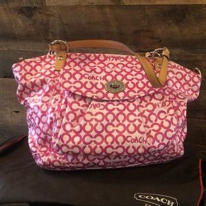 Coach Pink and white signature bag